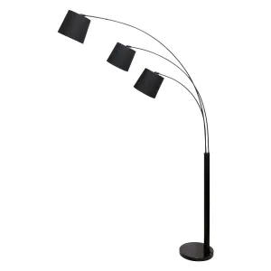 3-Light Arc Floor Lamp | Adjustable Black 3 Shades, Modern Style