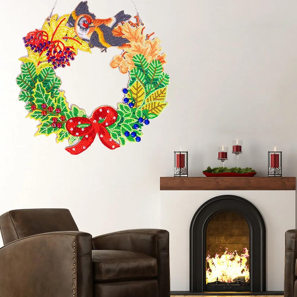 30x30cm 5D DIY Diamond Painting Art Wreath Kit Hanging Craft Home Decor
