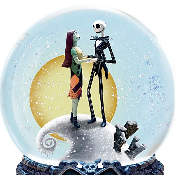 Bradford Exchange Nightmare Before Christmas Jack and Sally Meant to Be Musical Snow Globe