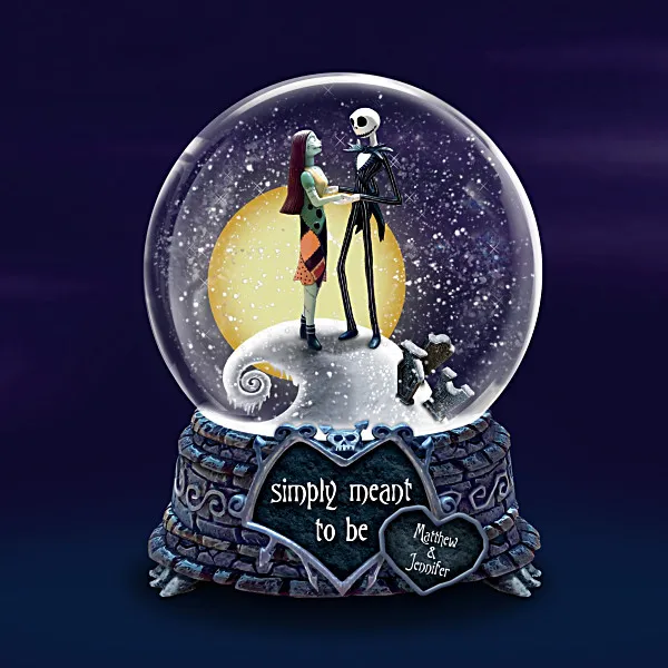 Bradford Exchange Nightmare Before Christmas Jack and Sally Meant to Be Musical Snow Globe