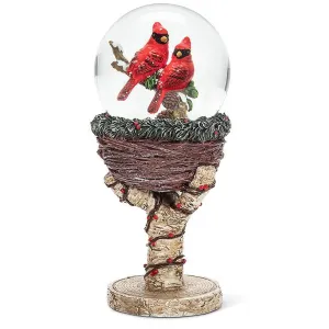 Cardinals in Nest Pedestal Snow Globe