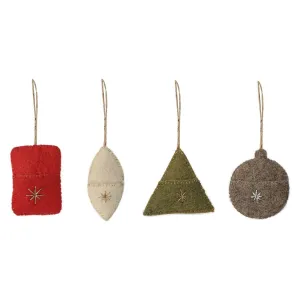 De Kulture Handmade Premium Wool Felt Gift Tags Eco Friendly Needle Felted Christmas Xmas Tree Decoration Stuffed Ornament for Home Office Party Holiday Décor, (Set of 4)