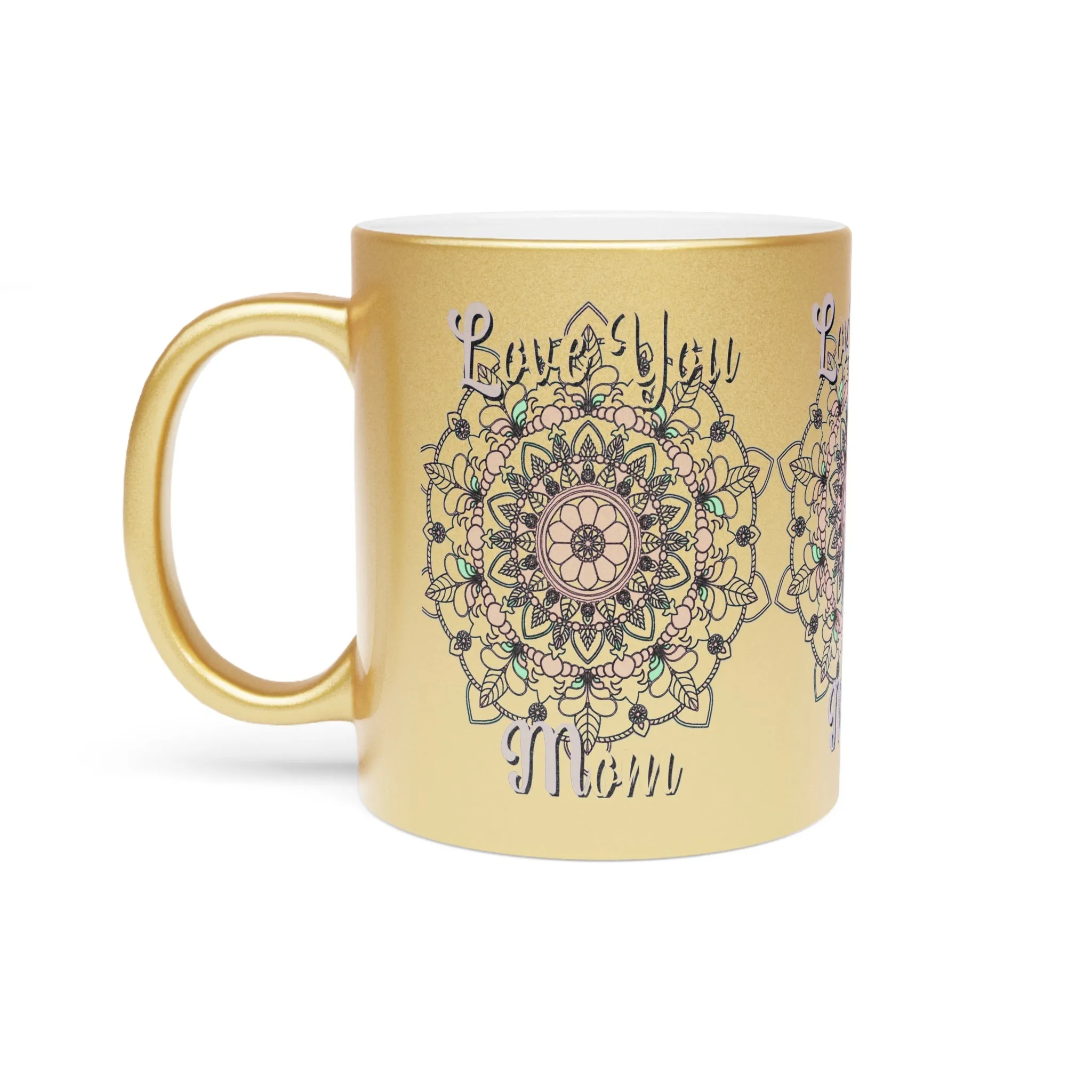 Handmade Mandala Design Metallic Mug - Perfect Birthday Gift for Mom