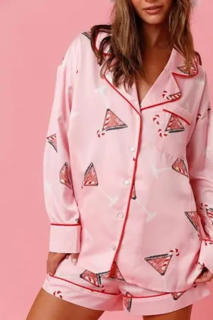 Holiday Martini Satin Pajama Shorts