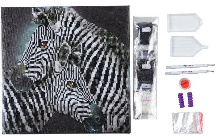 "Zebra Hugs" Crystal Art Kit 30x30cm