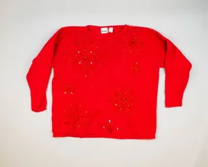 Red Beaded Snowflakes-XX-Large Christmas Sweater 
