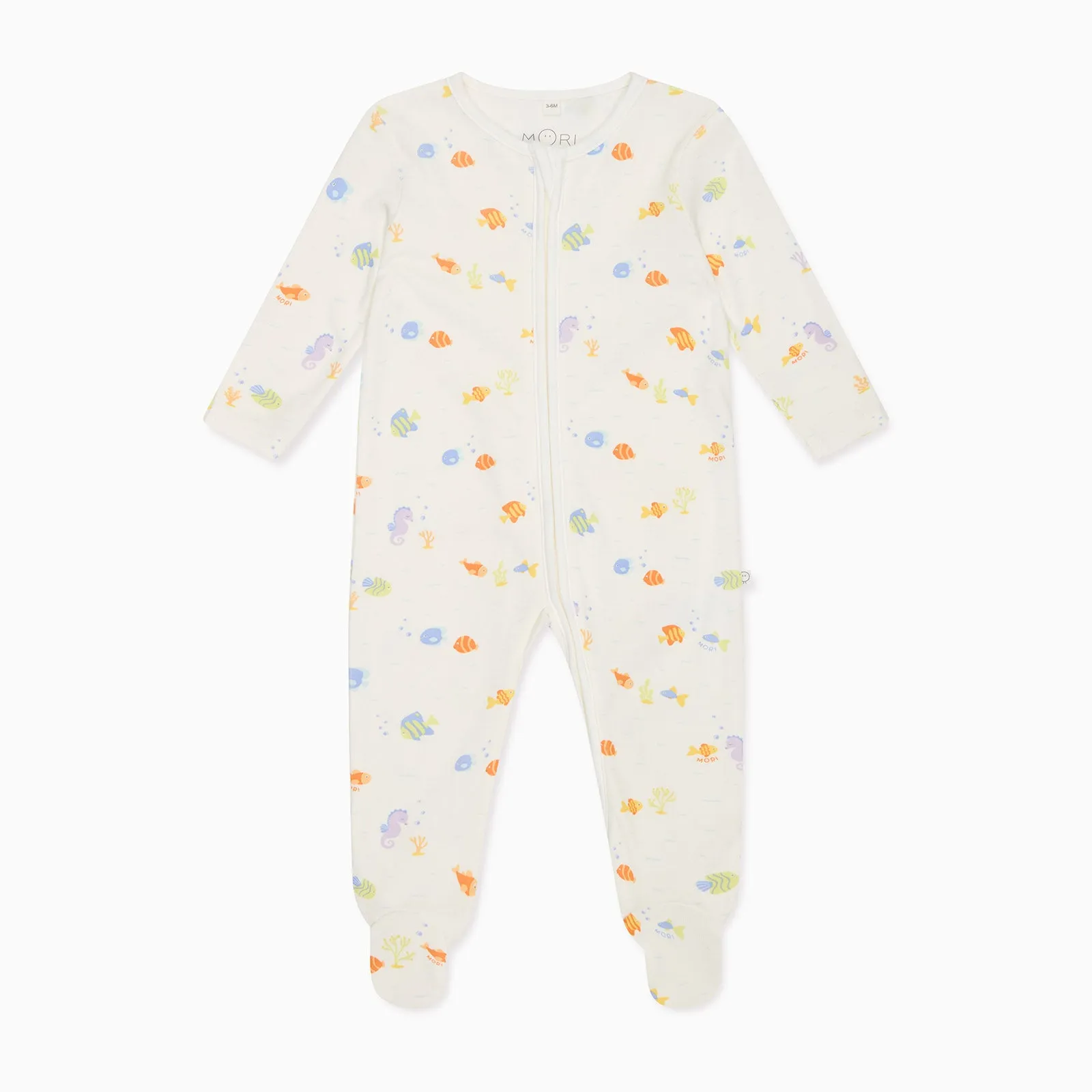 Turtles Ribbed & Little Fish Clever Zip Baby Pajamas 2 Pack