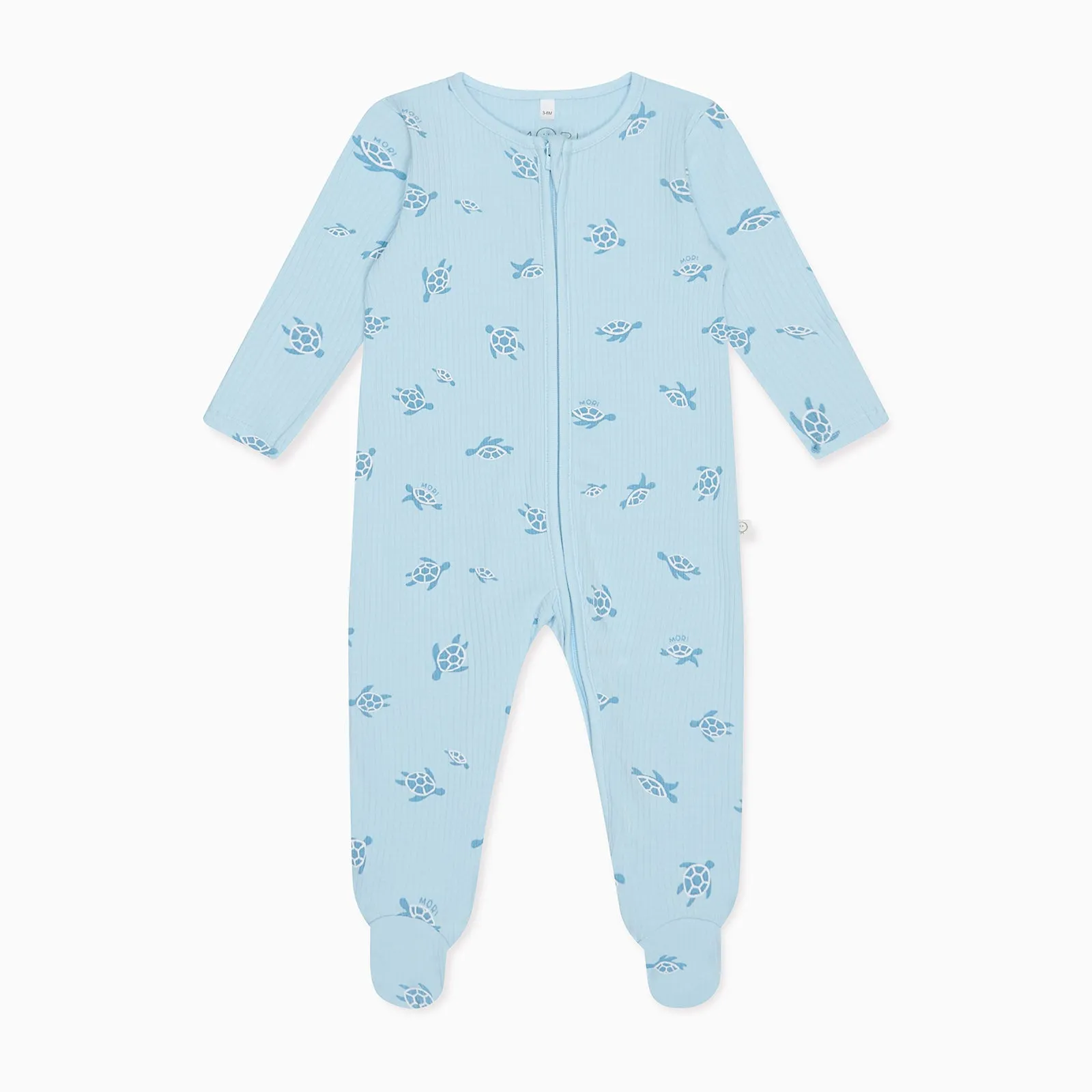 Turtles Ribbed & Little Fish Clever Zip Baby Pajamas 2 Pack