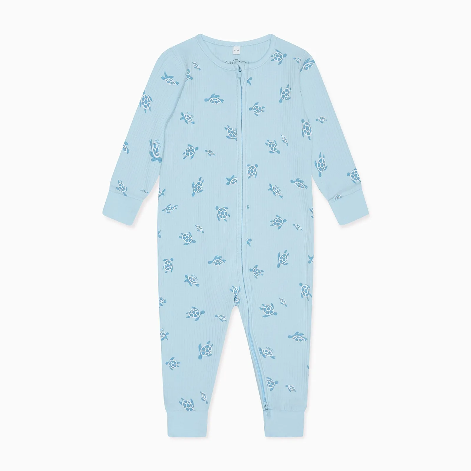 Turtles Ribbed & Little Fish Clever Zip Snug Fit Baby Pajamas 2 Pack